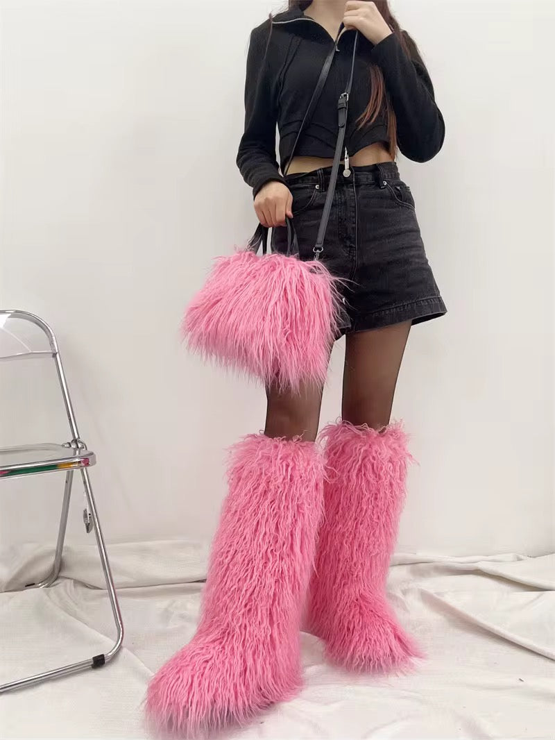 Fur Boots + Purse Set