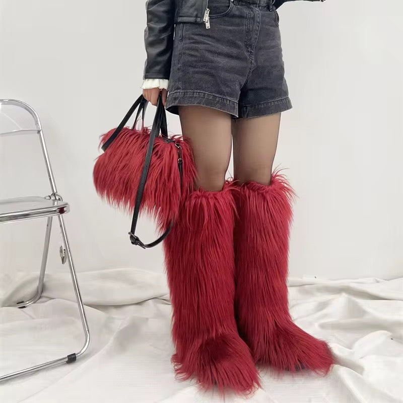 Fur Boots + Purse Set