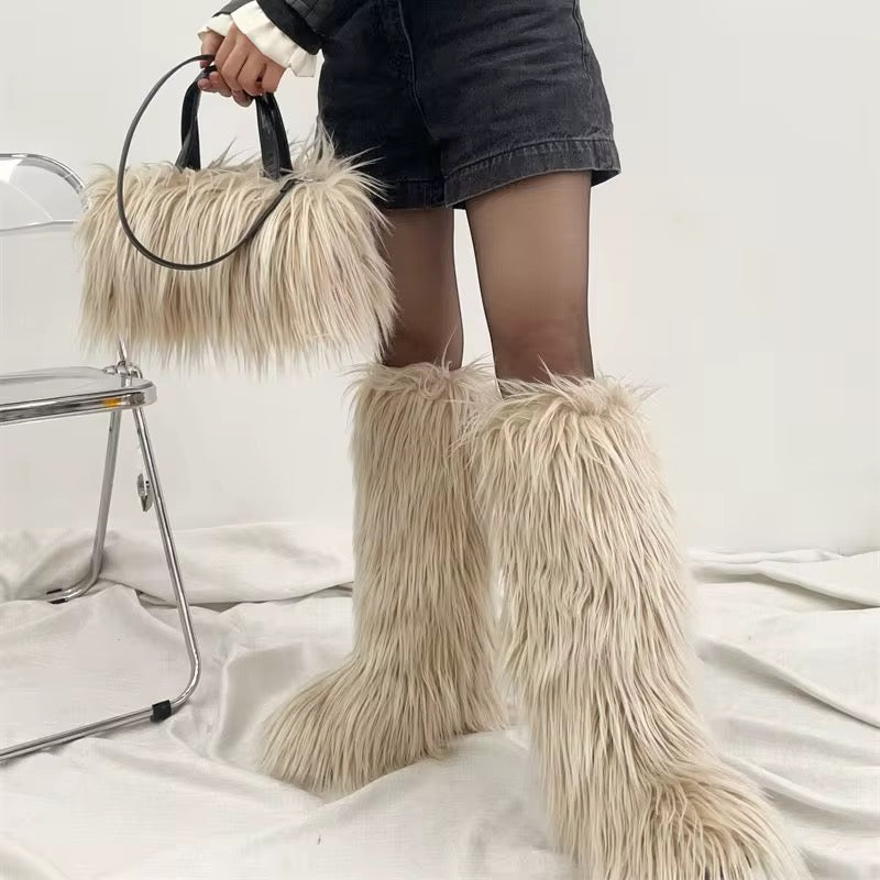 Fur Boots + Purse Set