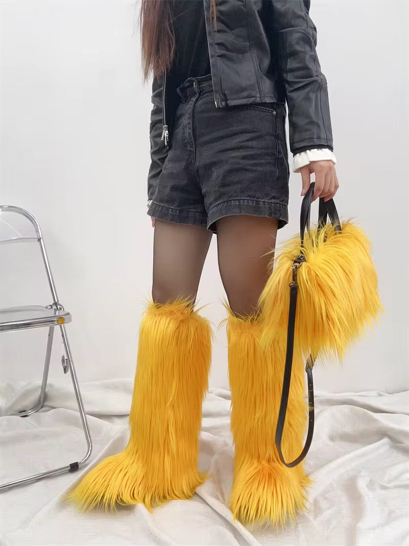 Fur Boots + Purse Set