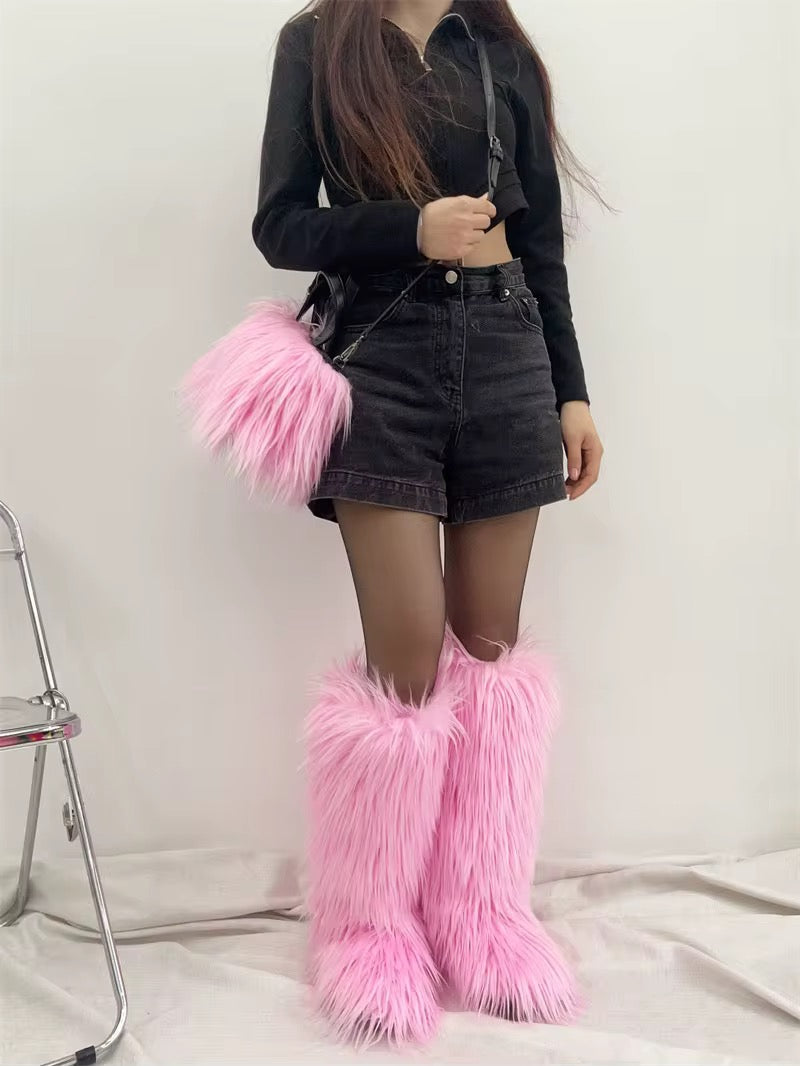 Fur Boots + Purse Set