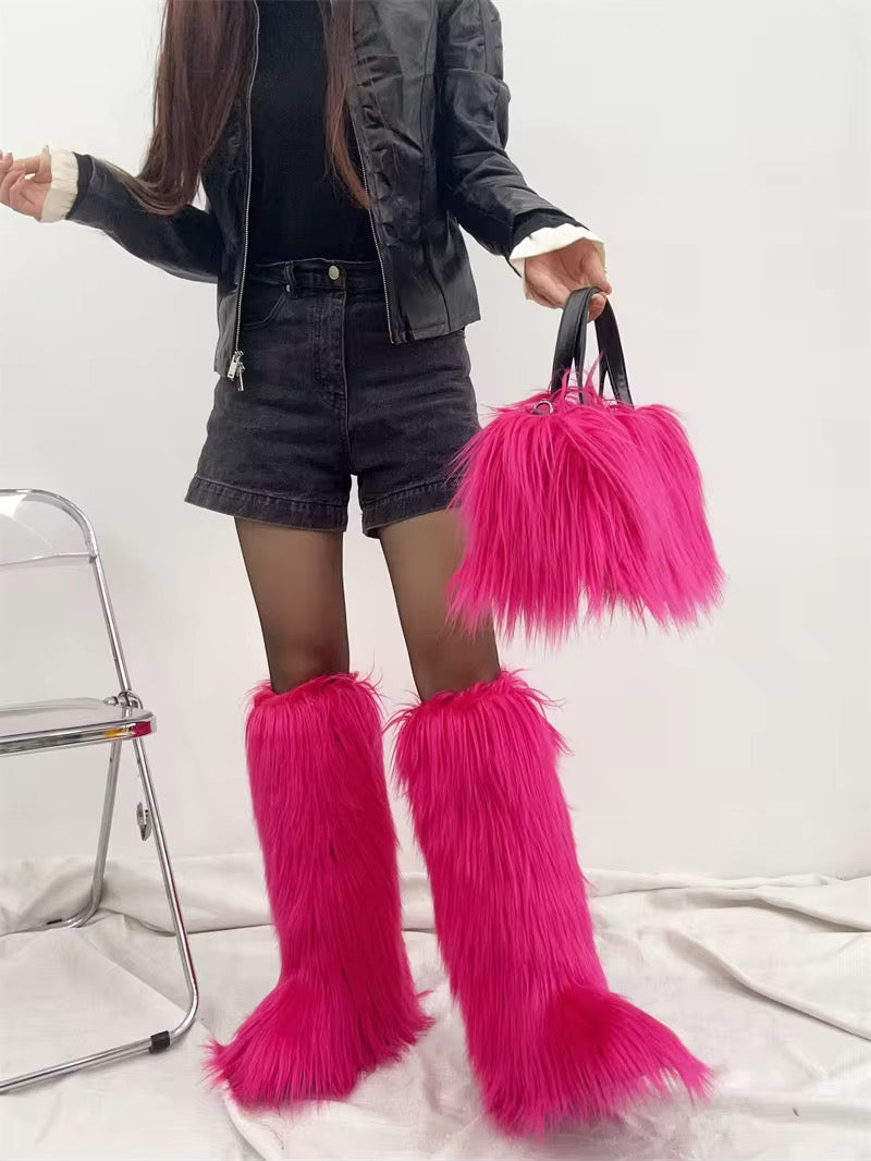 Fur Boots + Purse Set